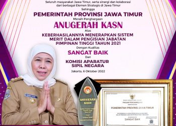 Pemprov Jatim Raih Nilai Tertinggi Se Indonesia Dalam Penerapan Sistem Merit Kualitas “Sangat Baik” Di Pengisian JPT 2021