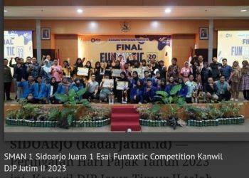 SMAN 1 Sidoarjo Juara 1 Lomba kompetisi Esai Funtaxtic pada Peringatan Hari pajak Tahun 2023